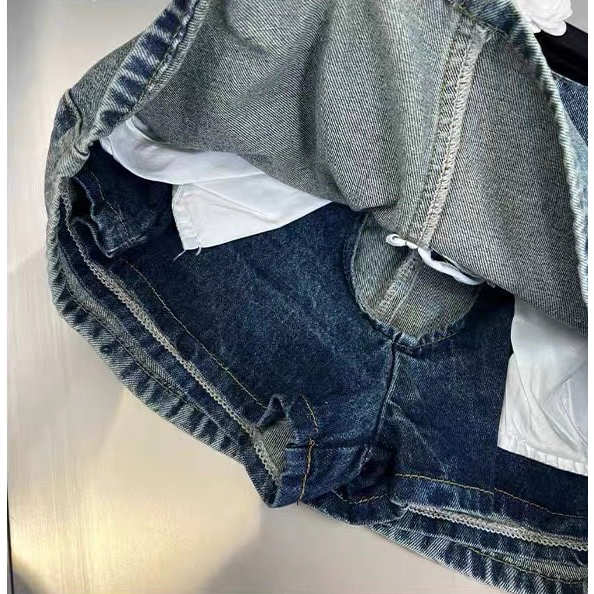 Chân váy jeans ngắn chữ A cạp cao, chân váy bò cạp bẻ thời trang cao cấp có kèm ảnh