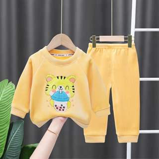  Bộ quần áo nhung hàng quảng châu thêu nổi hình hổ cute mêm ấm áp cho bé trai bé gái từ 7-60kg 