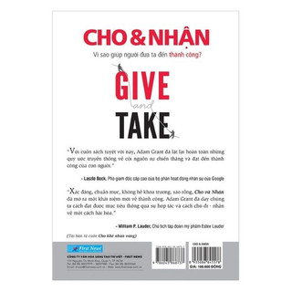 Sách - Cho và nhận (First News) - Give and Take
