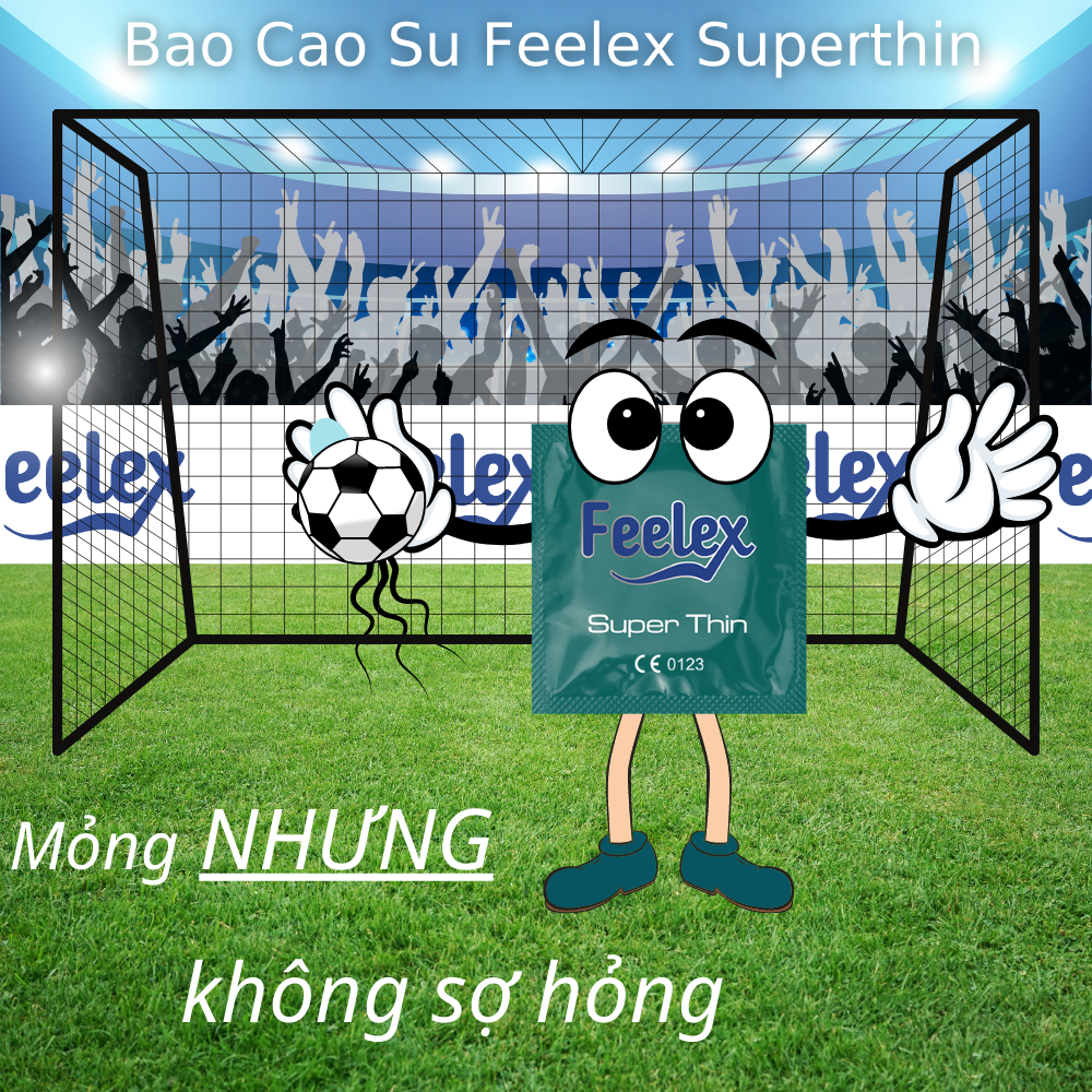 Bao cao su Feelex Superthin mỏng, nhiều gel bôi trơn - Hộp 30 bcs