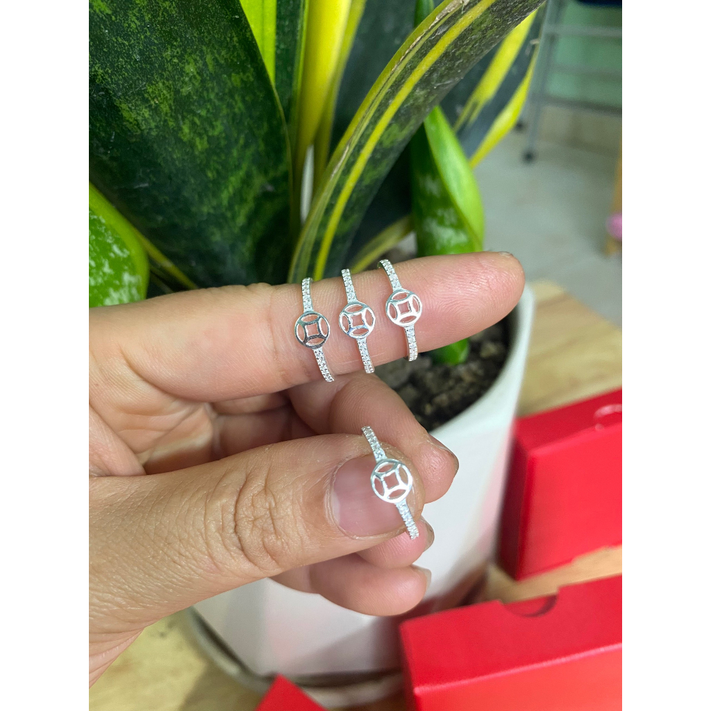 Nhẫn kim tiền 1 xu - bạc kim hưng