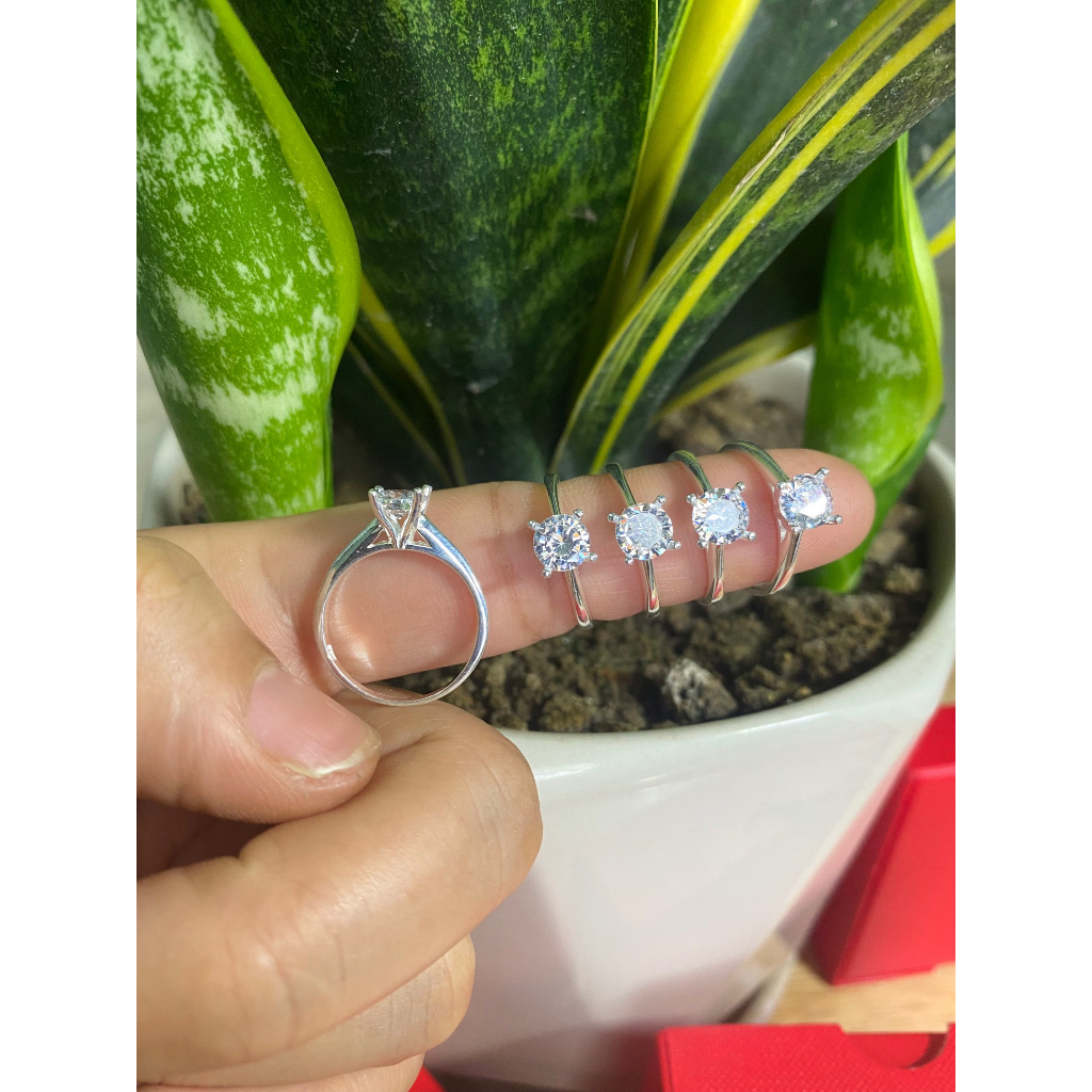 nhẫn đá trơn sáng bóng-Bạc kim hưng