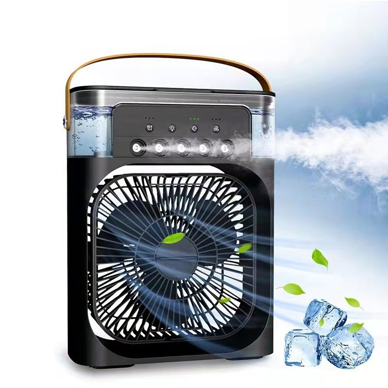 Warhom Quạt Điều Hòa Hơi Nước Mini 600ml, Quạt Phun Sương Tạo Ẩm Làm Mát Để Bàn, Hẹn Giờ Thông Minh Tích Hợp Đèn Ngủ