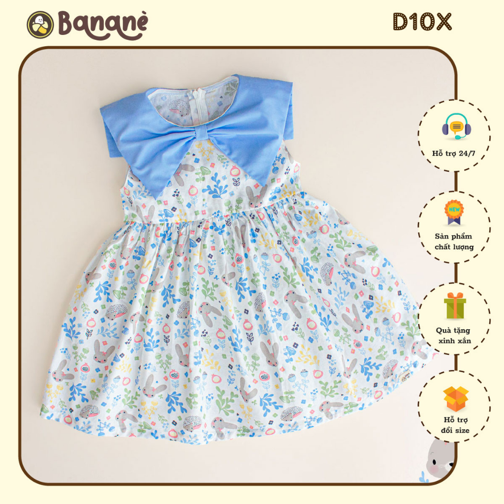 Đầm cho bé gái - đầm cổ sen xinh xắn - váy cho bé gái - D10X -Banane