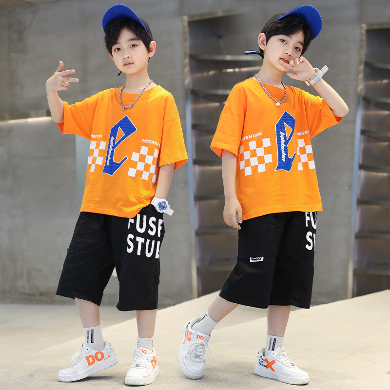 Bộ quần áo mùa hè bé trai 18=45kg mẫu chữ E cá tính. Chất liệu mát, co dãn tốt. HA2