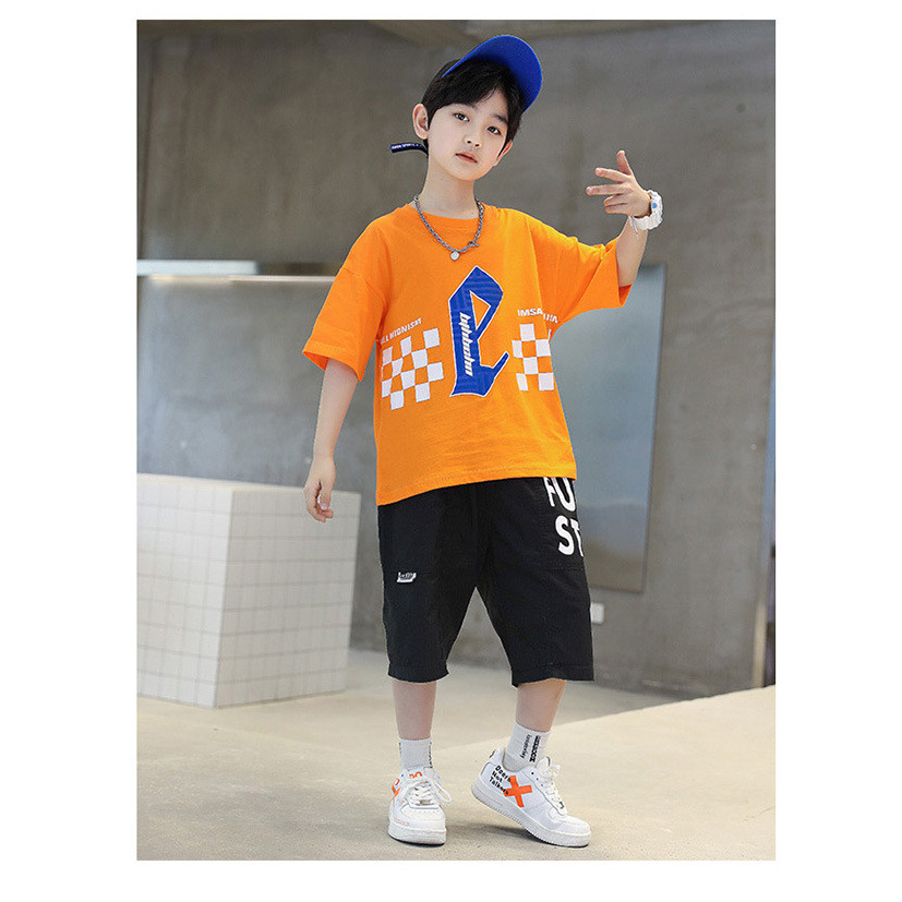 Bộ quần áo mùa hè bé trai 18=45kg mẫu chữ E cá tính. Chất liệu mát, co dãn tốt. HA2