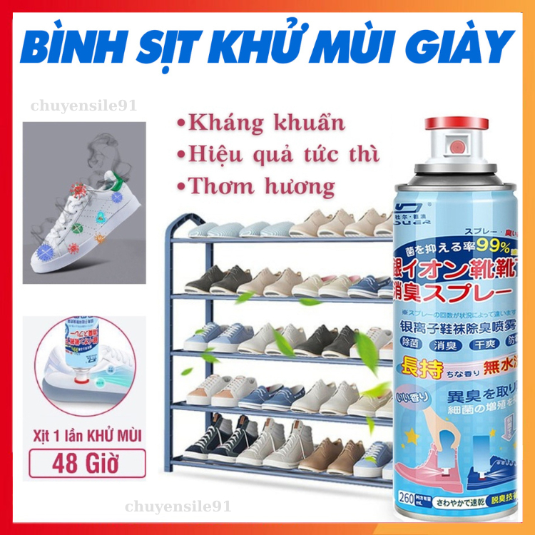 Xịt Khử Mùi Hôi Giày Dép Hôi Chân Tất Vớ Làm Thơm Tủ Giày Công Nghệ Nano Bạc Tiên Tiến Hiệu Quả , BH 12 THÁNG