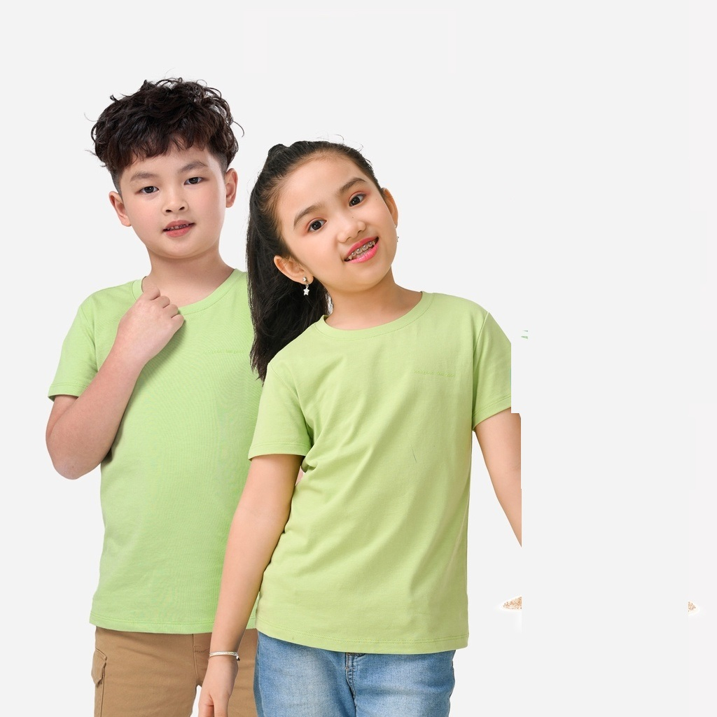 Áo thun trẻ em trơn chất liệu cotton mặc mát, dáng đẹp