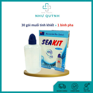 Muối tinh khiết new zealand seakid, giúp làm sạch khoang mũi, miệng- hộp 30 gói 2,25g và 1 bình đựng - nt như quỳnh