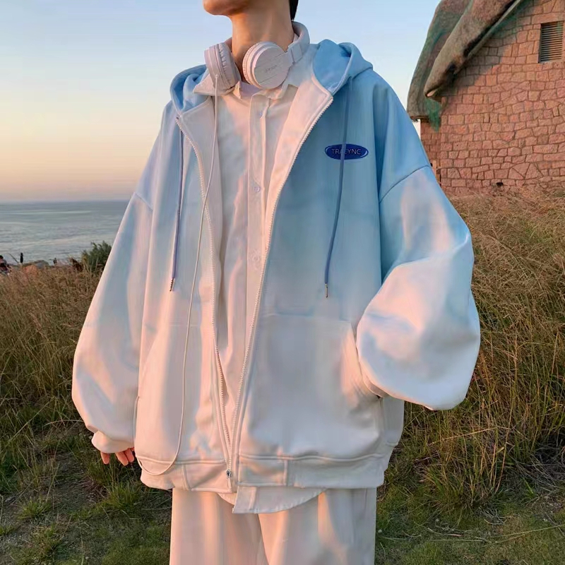 Áo Khoác nam nữ hoodie zip Bóng Chày Có Mũ Trùm Dáng Rộng Jacket Hoodie Màu Gradient Phong Cách Đường Phố Hàn Quốc Cá