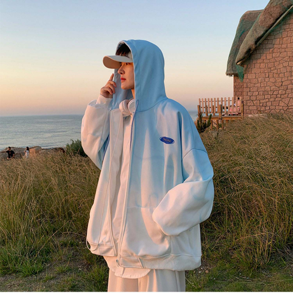 Áo Khoác nam nữ hoodie zip Bóng Chày Có Mũ Trùm Dáng Rộng Jacket Hoodie Màu Gradient Phong Cách Đường Phố Hàn Quốc Cá