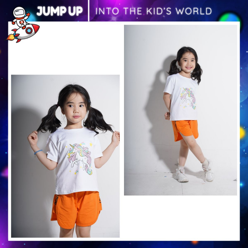 Bộ Áo Phông Bé Gái, Áo Thun In Hình Kỳ Lân Siêu Yêu Cho Bé Chất Liệu Cao Cấp - Jump Up