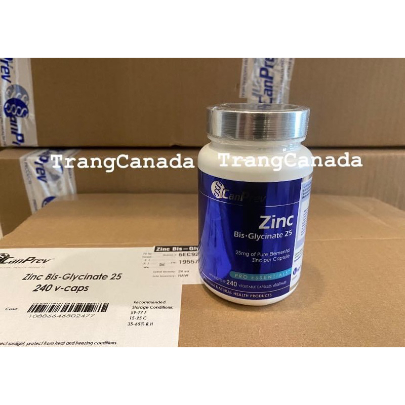 Viên bổ sung kẽm Zinc CanPrev’s Zinc Bis-Glycinate 25mg & 50mg hàng Canada