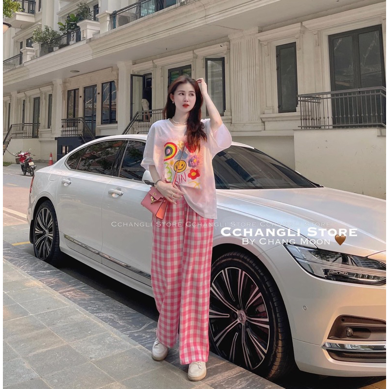 [ 𝐅𝐑𝐄𝐄 𝐒𝐇𝐈𝐏 ] Set bộ hoa bèo mix quần kẻ xuông  Vải loại 1 , áo cottong khô 100% , hình ít sắc nét  Vải quân kẻ thô mềm