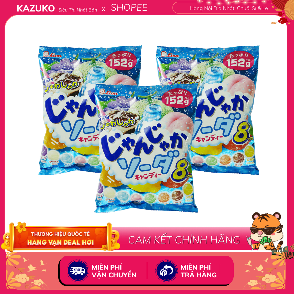 Kẹo Soda vị trái cây tổng hợp Nhật Lion 114g [Date T3/2025]