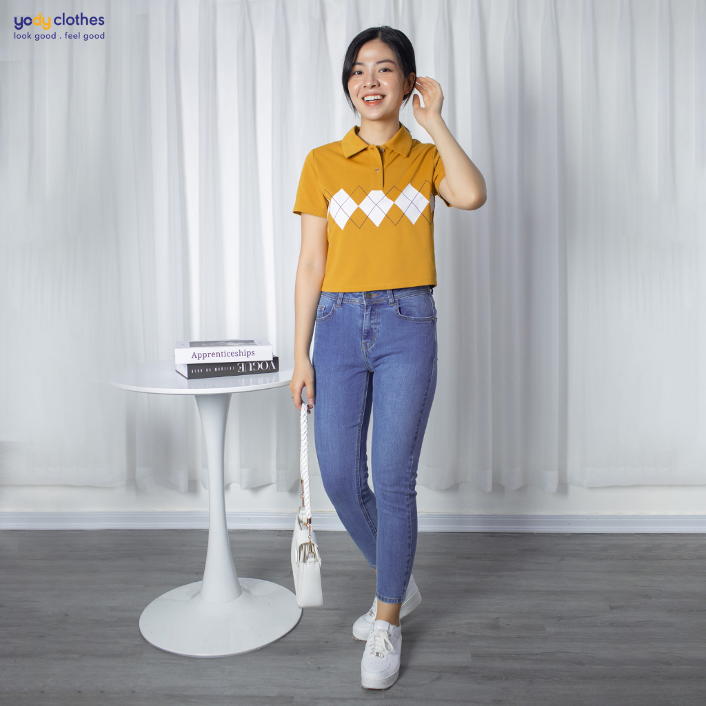 (sale 30%) Quần jeans nữ YODY boyfriend tôn dáng co giãn chất đẹp giữ form QJN4014