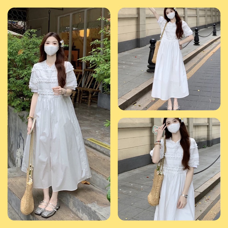 Váy Midi Trắng Siêu Xinh