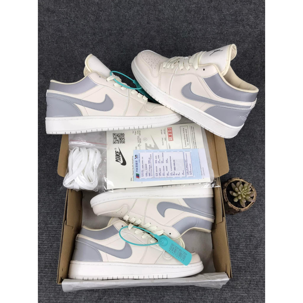 Giày thể thao sneaker jd kem xám, giày sneaker jordan cao cổ phản quang bản cao cấp