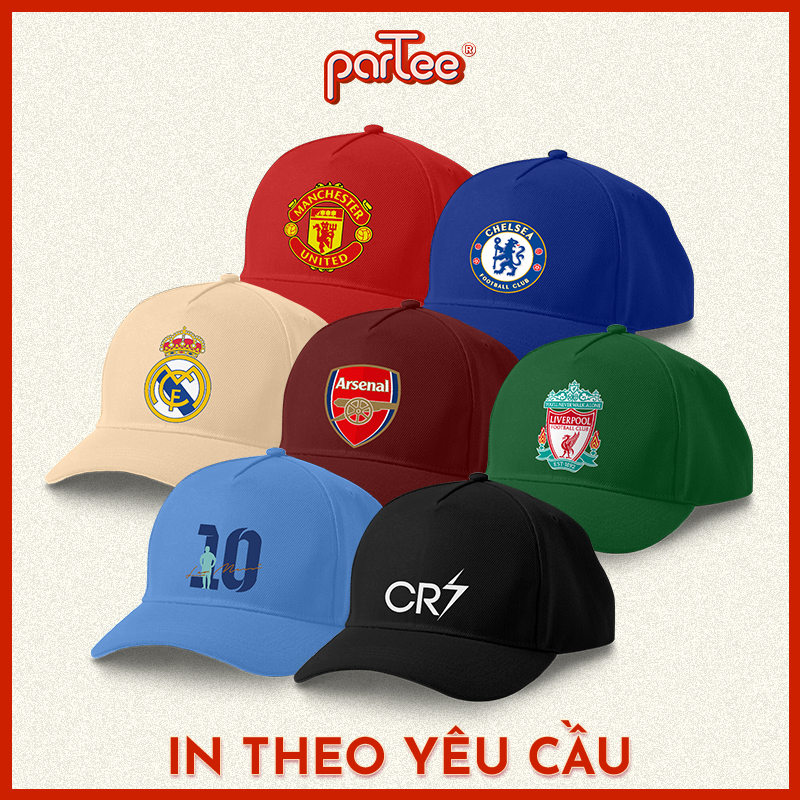 CLB Bóng Đá - Mũ Nón Lưỡi Trai Kaki Cotton Football In Logo Đội Bóng Manchester MU Chelsea Arsenal Liverpool Barcelona P