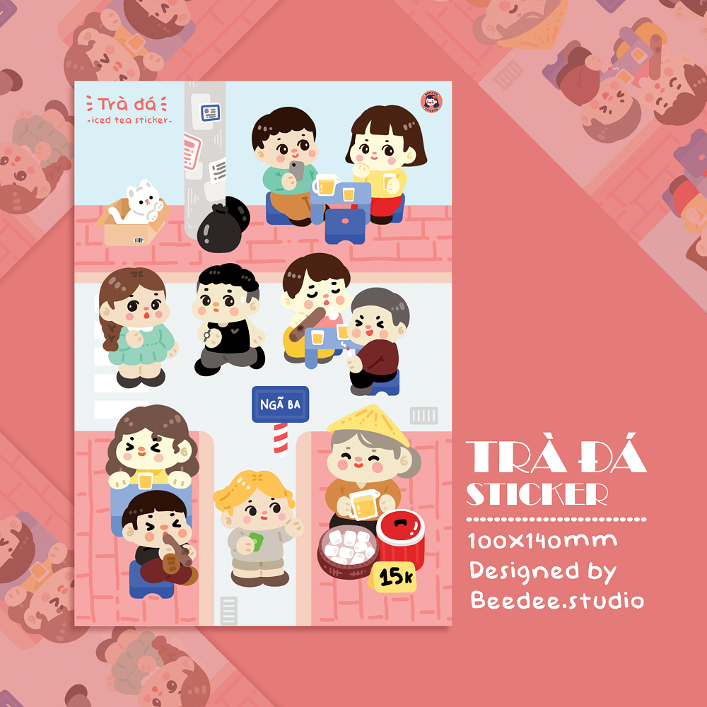 Tấm sticker TRÀ ĐÁ mát lạnh decal chống thấm nước | Hàng độc quyền Beedee.studio |