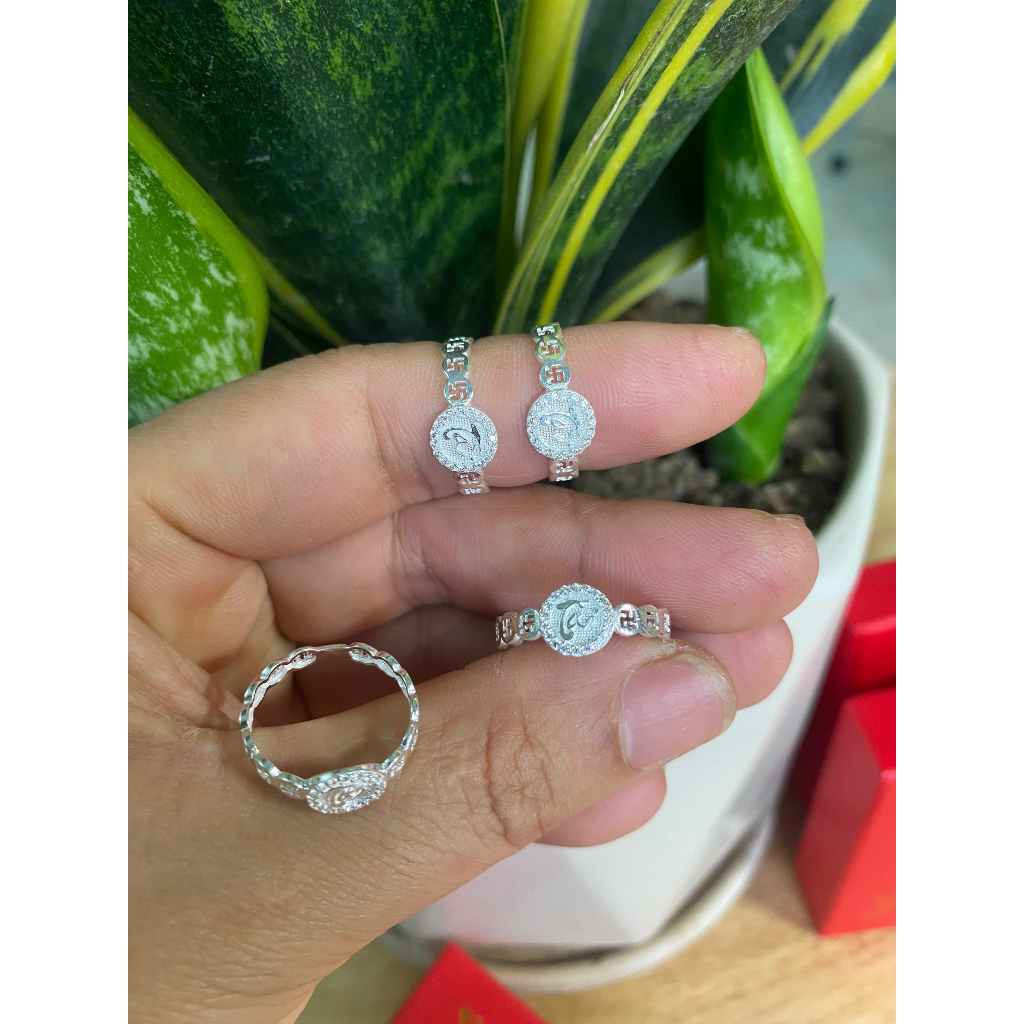 Nhẫn bạc chữ Tài - Bạc kim hưng