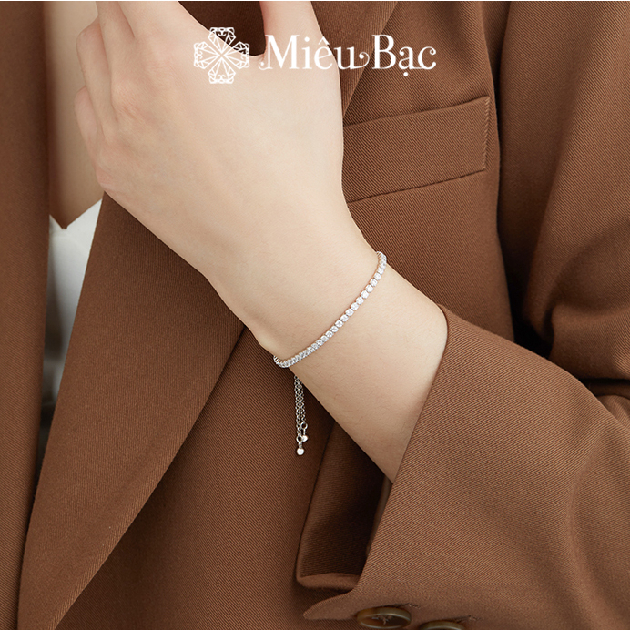 Lắc tay bạc nữ Miêu Bạc dây rút đính đá phong cách Hàn Quốc phụ kiện trang sức thời trang đẹp MT02