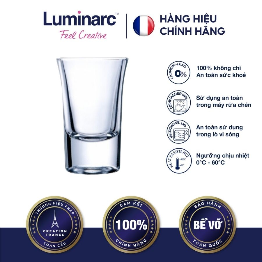 Bộ 12 Ly Rượu Thuỷ Tinh Luminarc Hot Shot 34ml- LUHOP1902