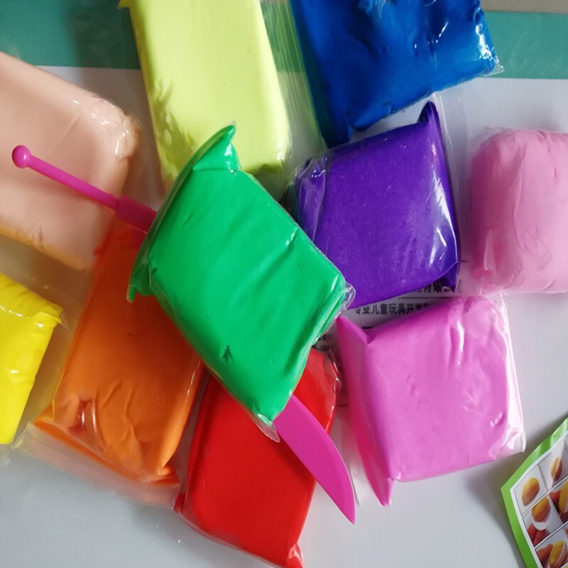 Bộ 12 màu đất sét nhẹ tự khô, đất nặn cho bé, Soft Clay siêu nhẹ, nguyên liệu làm Slime [ TẶNG KÈM BỘ 3 DỤNG CỤ]