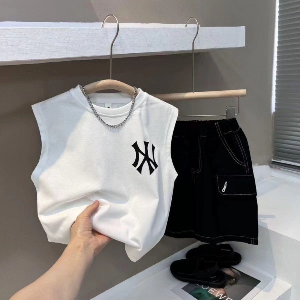 Áo sát nách N Y cho bé trai, bé gái. Sét áo ba lỗ chất mát mặc hè từ 7 đến 27kg binbon Kids