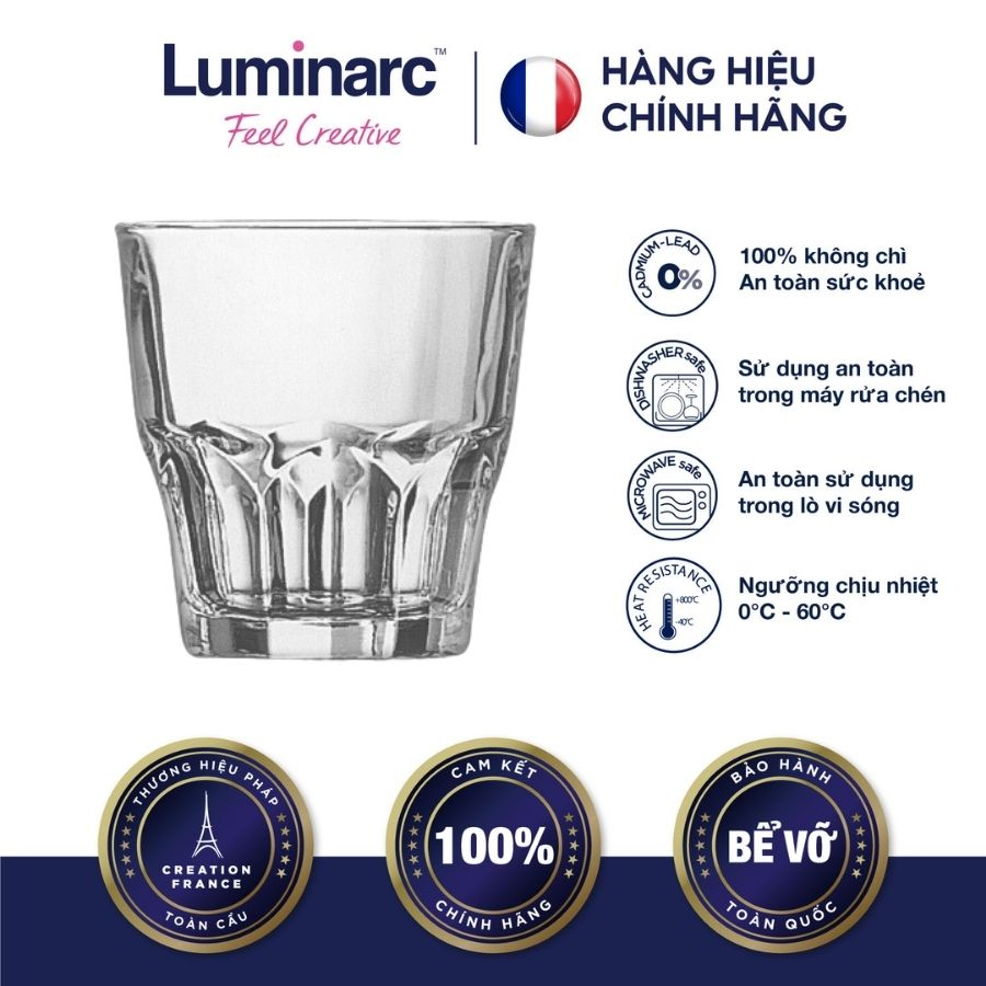 Bộ 6 Ly Thấp Thuỷ Tinh Luminarc Granity 240ml- LUGRG3653 - hộp Arcoroc