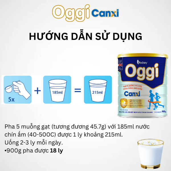 Sữa bột OGGI Canxi 900g/lon