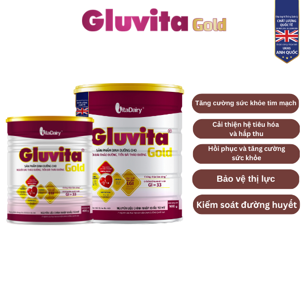 Sữa bột Gluvita Gold 900g giúp kiểm soát đường huyết, tăng cường sức khỏe tim mạch, bảo vệ thị lực - VitaDairy