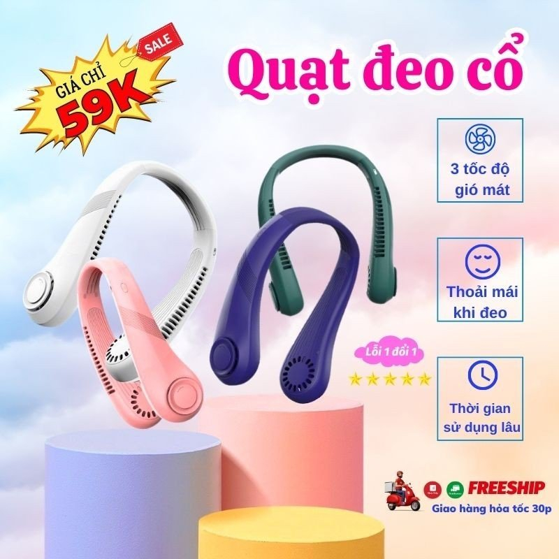 Quạt Đeo Cổ Mini Tích Điện Không Cánh Quạt Cầm Tay Mini Tiện Dụng Dành Cho Người Thể Thao Văn Phòng Gia.dung.hoang.anh