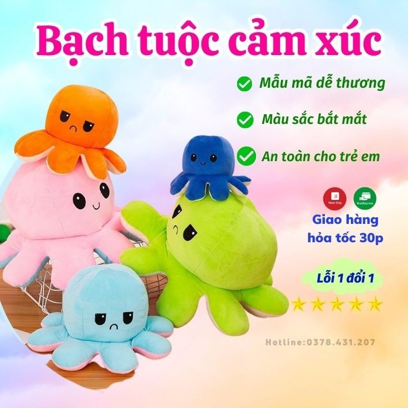 Bạch Tuộc Nhồi Bông Gấu Bông Bạch Tuộc 2 Mặt Thay Đổi Cảm Xúc Nhiều Màu Gia Dụng Hoàng Anh