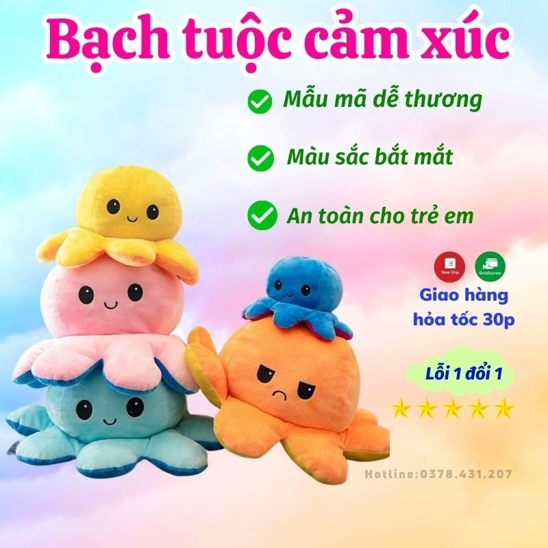 Bạch Tuộc Cảm Xúc Gấu Bông Bạch Tuộc 2 Mặt Thể Hiện Cảm Xúc Đáng Yêu Gia Dụng Hoàng Anh