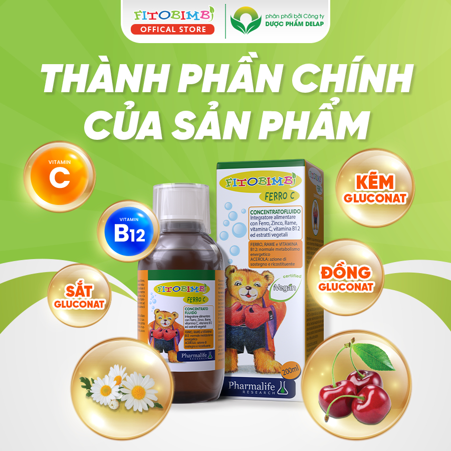 Combo Giảm Biếng Ăn Cho Bé FITOBIMBI FERRO C + FITOBIMBI APPETITO Giúp Bổ Sung Chất Dinh Dưỡng, Bé Hấp Thu Tốt Chai 200m