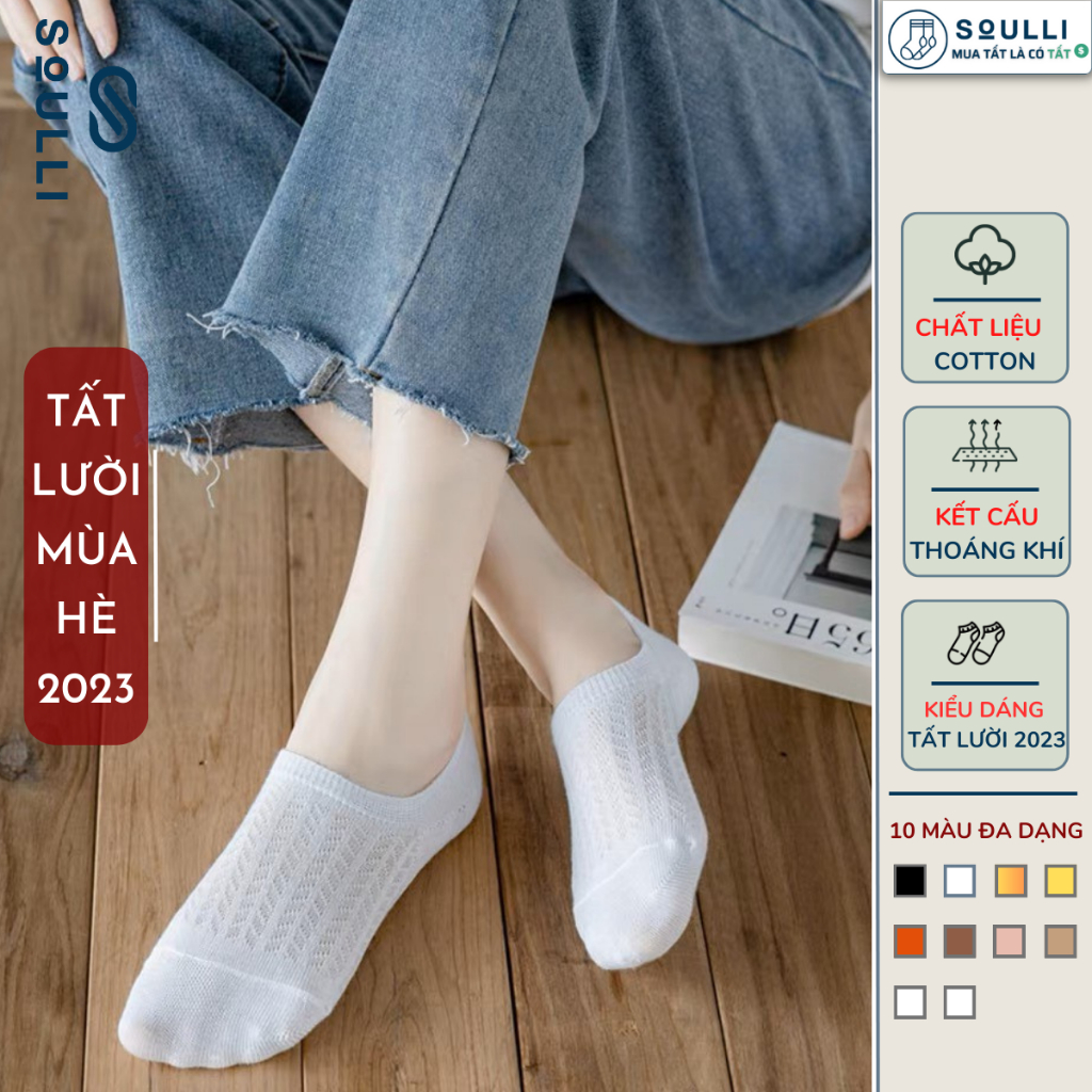 Tất lưới nữ, tất mùa hè đi giày lười, giày búp bê, giày bệt thoáng khí giảm hôi chân, đệm Silicon chống tuột gót 2023
