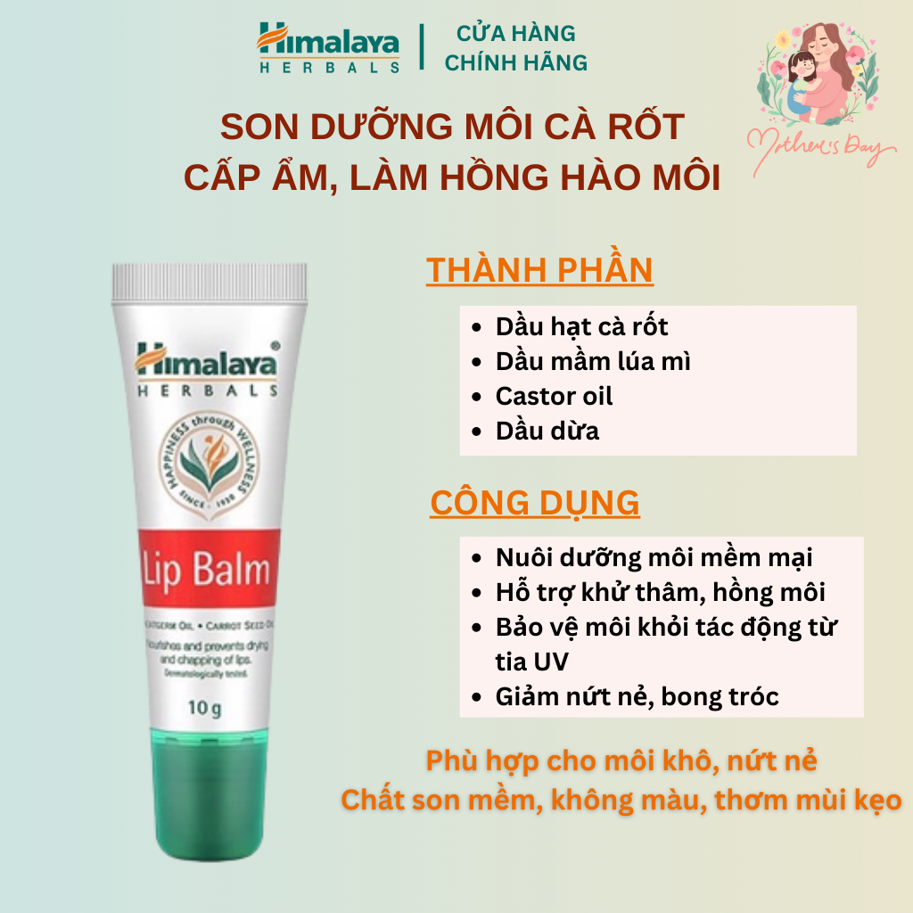 Son dưỡng hồng môi chiết xuất cà rốt Himalaya Lip Balm 10g