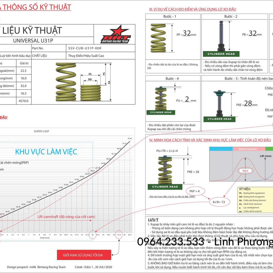 Hàng chính hãng BRTLD0010 Lò xo đầu 2 Valve U31P Sợi Oval