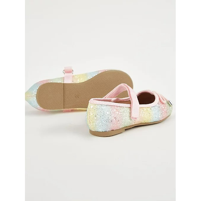 Giày búp bê kim tuyến hoa bạc gold George_UK authentic