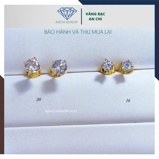 Bông tai nụ 10k đính đá - có giấy bảo đảm của tiệm Anchi jewelry