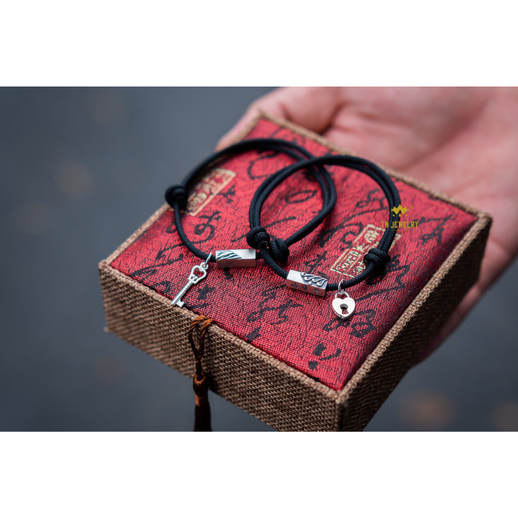 Vòng Cặp Đôi - Vòng Couple Nam Nữ Dây dù Núi Biển Ổ Khóa và Chìa Khóa Bạc S925 Cao Cấp - TN Jewelry