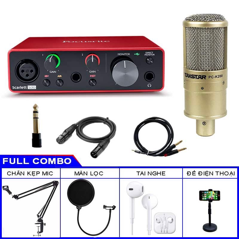Combo Focusrite Solo Gen 3 Và Micro Takstar PC K200