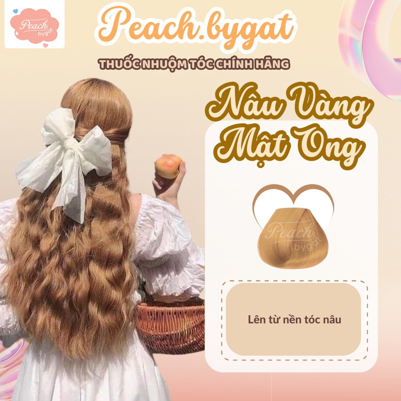 Thuốc nhuộm tóc NÂU VÀNG MẬT ONG không cần dùng thuốc tẩy tóc của Peachbygat , Peach bygat