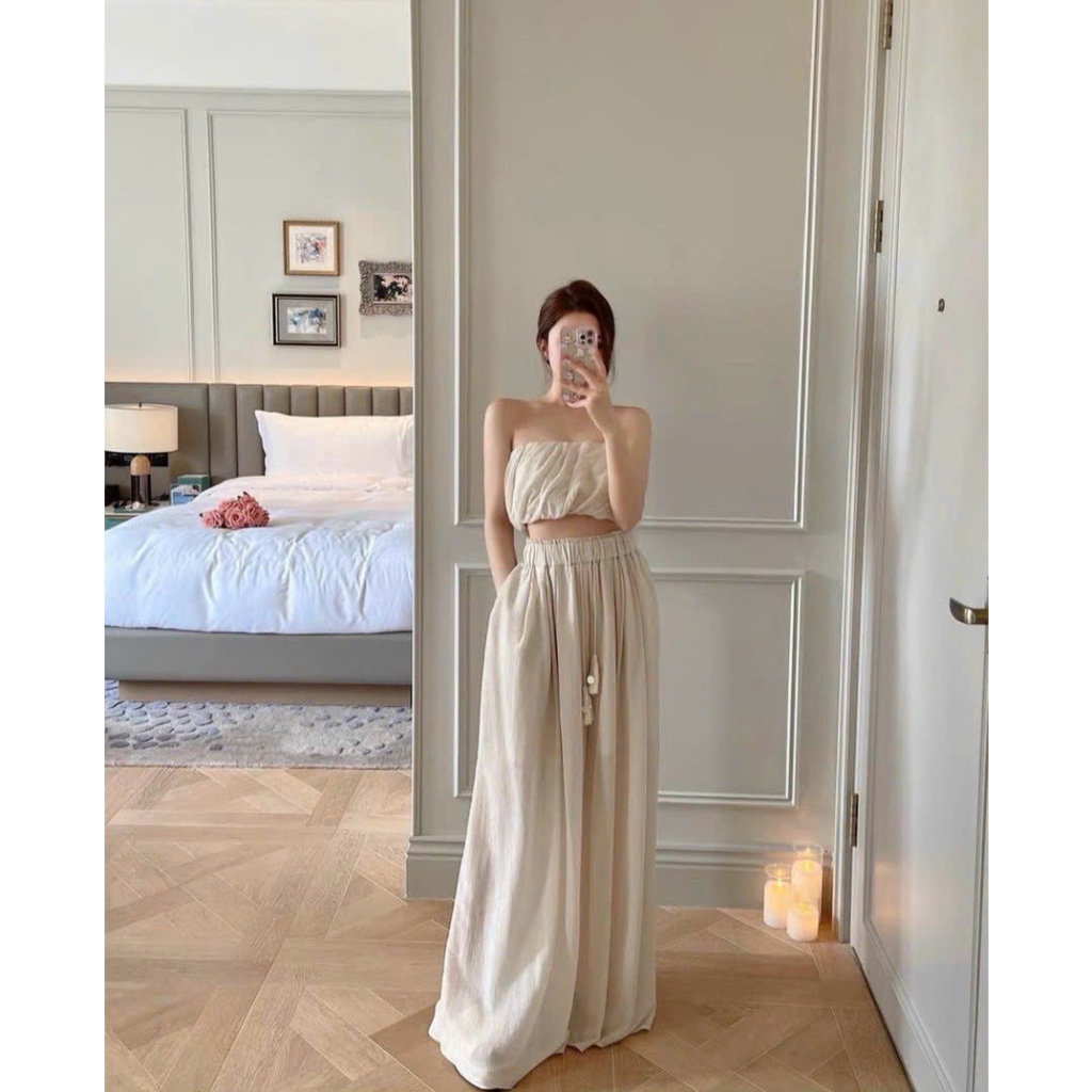 SET ÁO ỐNG CROPTOP KÈM QUẦN ỐNG RỘNG