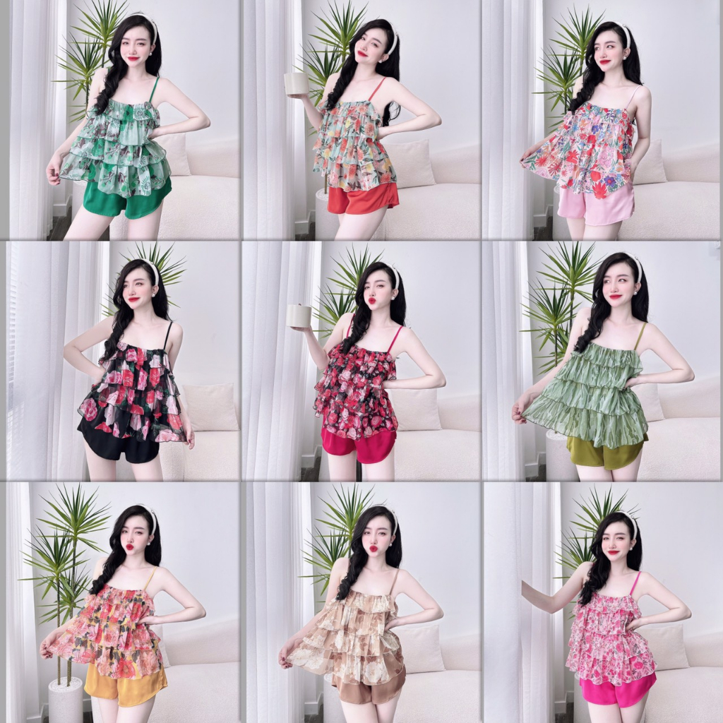 Bộ đồ ngủ nữ cao cấp 2 dây chất liệu voan phối latin mềm mịn, thoáng mát, không xù nhăn, thoải mái khi mặc s601