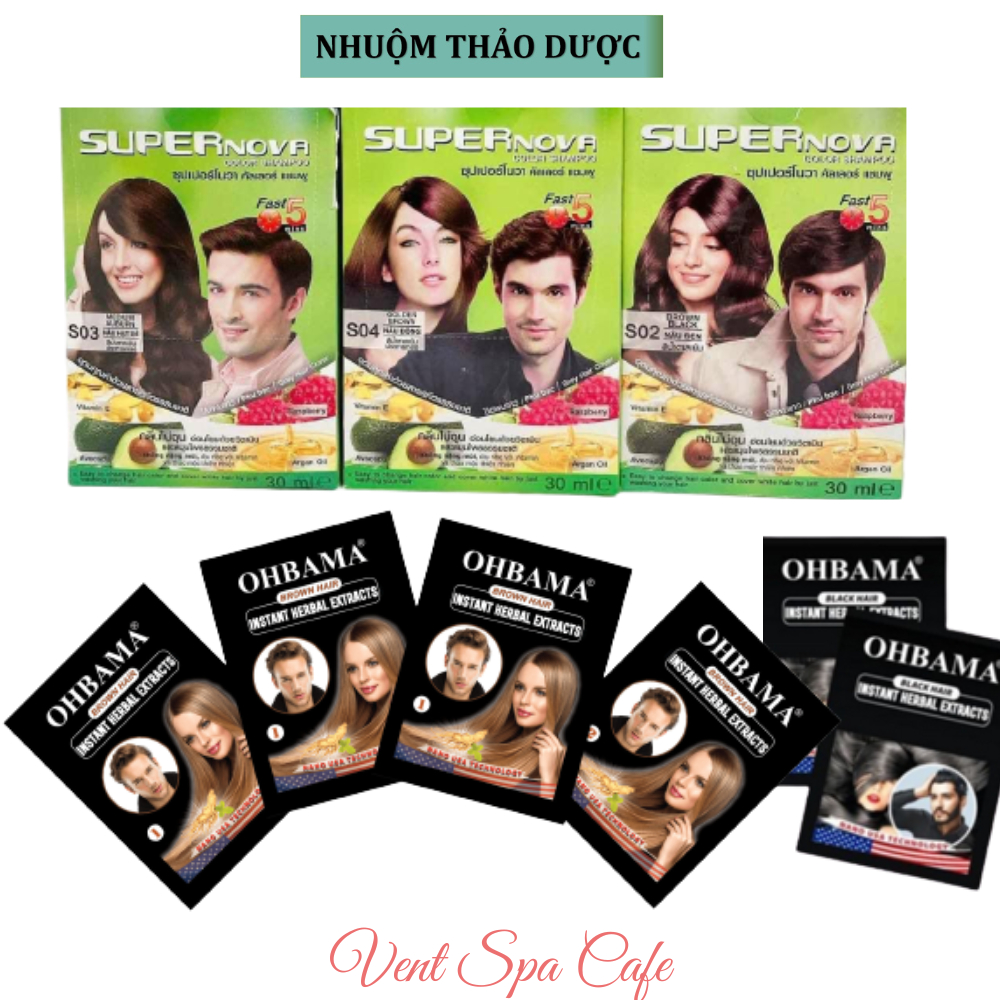 Dầu gội nhuộm tóc tại nhà Gội Là Đen OHBAMA Black Hair Instant Wash 20ml thuốc nhộm tóc super Nova Color Shampoo