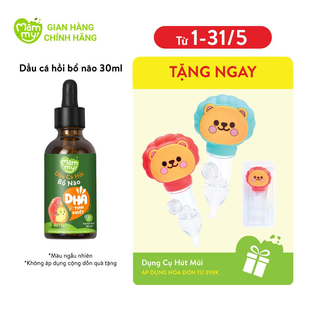 Dầu cá hồi bổ não Mămmy cho trẻ ăn dặm - Giàu Omega 3 và hàm lượng DHA cao, chai 30ml