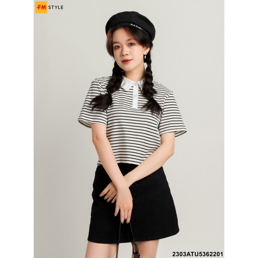 Áo cardigan nữ FM Style hoạ tiết sọc kẻ cổ be thêu hình chất len dệt kim mềm mịn thời trang phong cách ulzzang 23031266