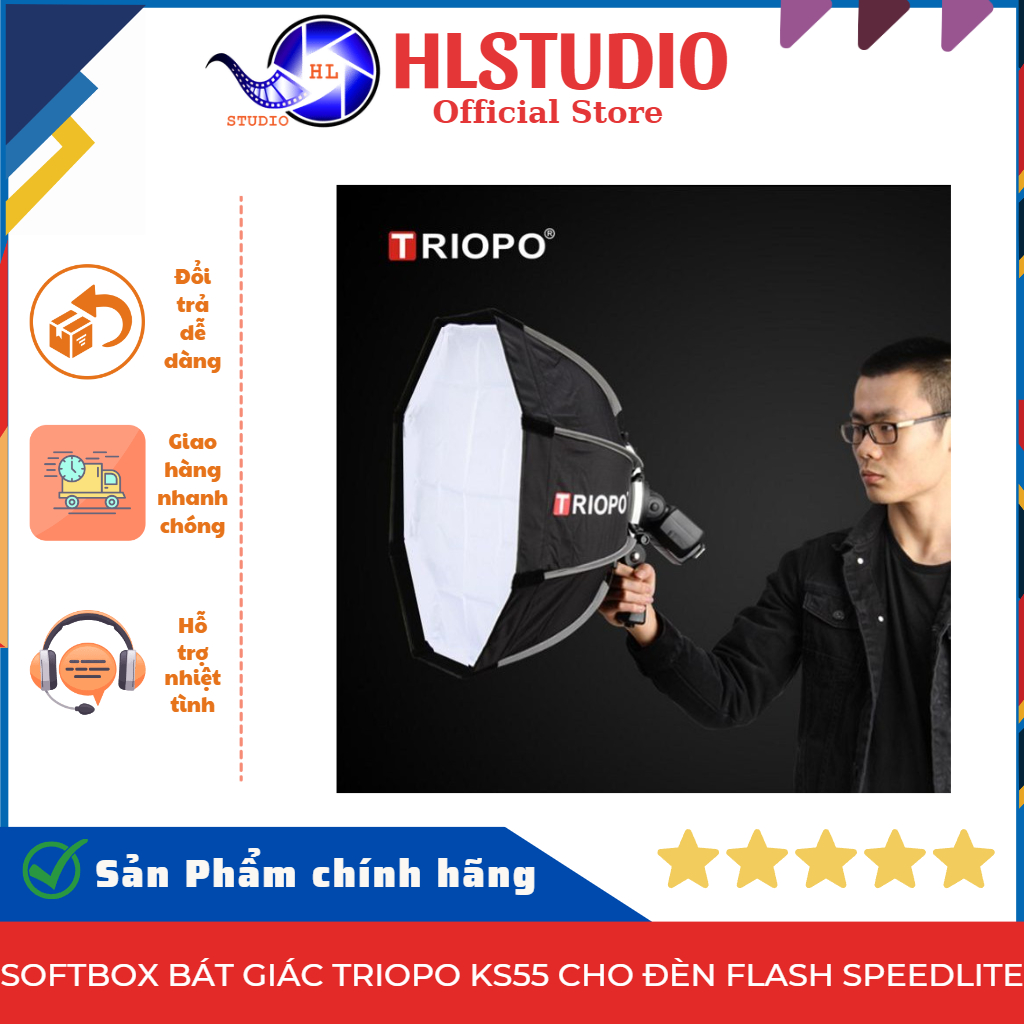 Softbox Bát Giác Triopo KS55 Cho Đèn Flash Speedlite HL Studio